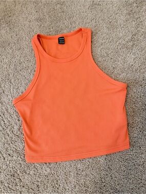 SHEIN Orange Ribbed Cropped Tank, Medium!